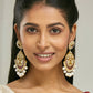 Nuyug 22K Gold-Plated Elegant Ruby & Kundan Stone Studded With Pearl Beaded Floral Chandbalis | Swadesiicart