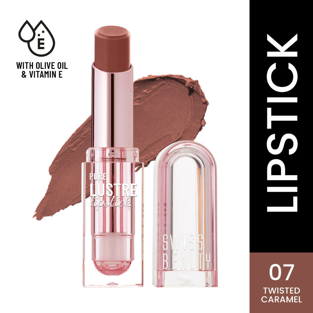 Swiss Beauty High Shine Finish Smooth Glide Pure Lustre Lipstick - 7 Twisted Caramel | Swadesiicart