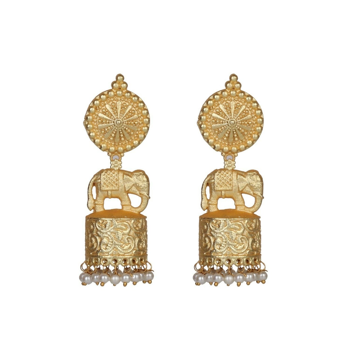 Joban Fashion Women Matte Gold Brass Jhumka | Swadesiicart