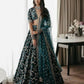 Jyoti Fashion Bottle Green Cording & Sequence Embroidery Velvet Lehenga Choli with Dupatta | Swadesiicart
