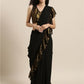Ahalyaa Women's Black Georgette Ruffles Ready to Wear Saree | Swadesiicart