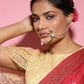 Gold-Polished White Green Kundan-Studded Pearl Beaded Nosepin - Ruby Raang | Swadesiicart
