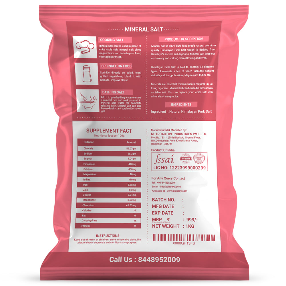 NutroActive Mineral Salt Low Sodium Himalayan Pink Salt - Swadesiicart