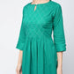 Aniyah Cotton Solid Flared Kurta With Key Hole Neck In Turquoise (AN-104K) - Swadesiicart