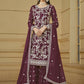 Burgundy Wine Embroidered Georgette Gharara Style Suit - Emponline | Swadesiicart