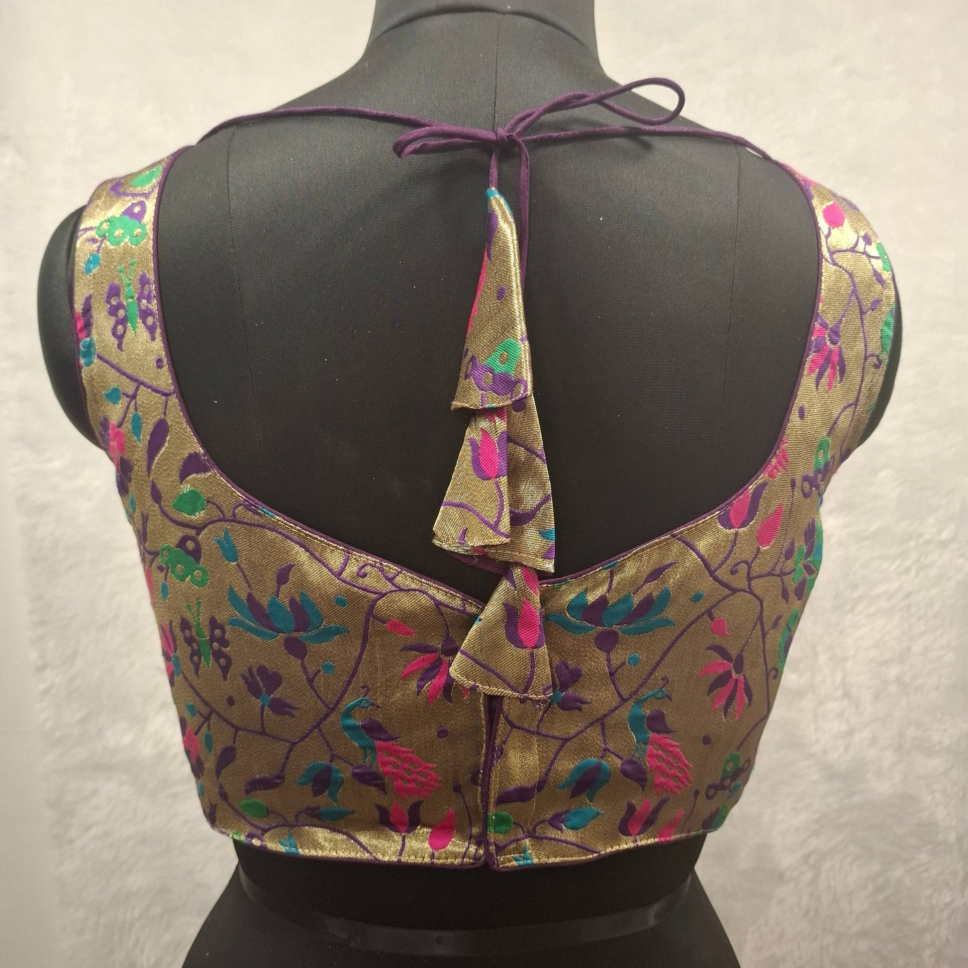 Kia Fashions Purple Jacquard Weave Multi Color Paithani Readymade Blouse - Swadesiicart