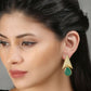 Joban Fashion Women Green Stone Matte Gold Earrings | Swadesiicart