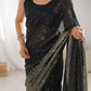 Black Georgette Designer Sequence Embroidery Work Saree - Sitare