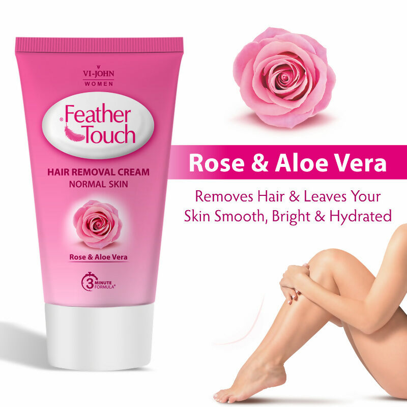 VI-JOHN Feather Touch Rose & Aloevera Hair Removal Cream for Women for Normal Skin, Suitable for Legs, Underarms, Bikini Line, Arms | Swadesiicart