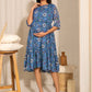 Janasya Blue Poly Georgette Floral Printed Casual Maternity Dress | Swadesiicart