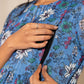 Janasya Blue Poly Georgette Floral Printed Casual Maternity Dress | Swadesiicart