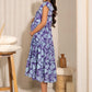 Janasya Blue Georgette Printed Casual Maternity Dress | Swadesiicart