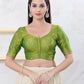 Joban Fashion Green Shimmer Elbow Sleeveless Front Open Blouse - Swadesiicart