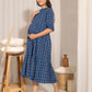 Janasya Blue Cotton Woven Design Casual Maternity Dress | Swadesiicart