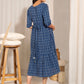 Janasya Blue Cotton Woven Design Casual Maternity Dress | Swadesiicart