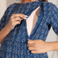Janasya Blue Cotton Woven Design Casual Maternity Dress | Swadesiicart