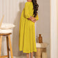 Janasya Yellow Dobby Georgette Self Design Casual Maternity Kurta | Swadesiicart