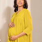 Janasya Yellow Dobby Georgette Self Design Casual Maternity Kurta | Swadesiicart