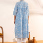 Janasya Sky Blue Cotton Floral Printed Casual Maternity Kurta | Swadesiicart