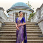 DEIANA'S Beautiful Designer Golden zari Soft Lichi Silk Saree - Blue - Swadesiicart