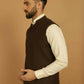 Even Apparels Pure Wool Nehru Jacket - Brown | Swadesiicart