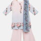 Ahalyaa Pink Crepe Floral Print Kids Kurta Sharara Set With Dupatta For Girls | Swadesiicart
