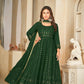 Jyoti Fashion Women's Green Georgette Embroidered Anarkali Kurta Pant Set With Dupatta | Swadesiicart