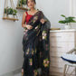 Vamsee Black Organza Saree - Swadesiicart