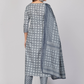 NOZ2TOZ Women's Printed & Embellished & Mirror Work Straight Cotton Grey Stitched Kurta Pant With Dupatta (3Pcs Set) - Swadesiicart