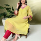 Myshka Women's Georgette Solid A-Line Kurta in Yellow Color - Swadesiicart