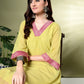 Myshka Women's Georgette Solid A-Line Kurta in Yellow Color - Swadesiicart