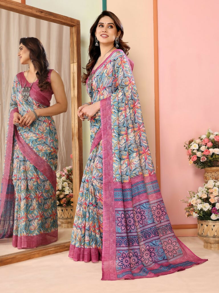 Partywear Designer Pink Kota Doriya Fancy Saree - Dyuti | Swadesiicart