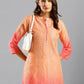 Peach Chinon Digital Printed With Hand Work Kurta - Himanshi - Swadesiicart