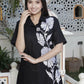 Miravan Women's Black Pure Cotton Floral Embroidered High Low Co-Ord Set - Swadesiicart