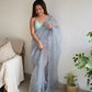 Vamsee Anushka Grey Organza Saree - Swadesiicart