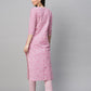Malishka Women's Printed Pink Cotton Blend Kurta Pant Set - Pink - Swadesiicart
