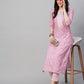 Malishka Women's Printed Pink Cotton Blend Kurta Pant Set - Pink - Swadesiicart
