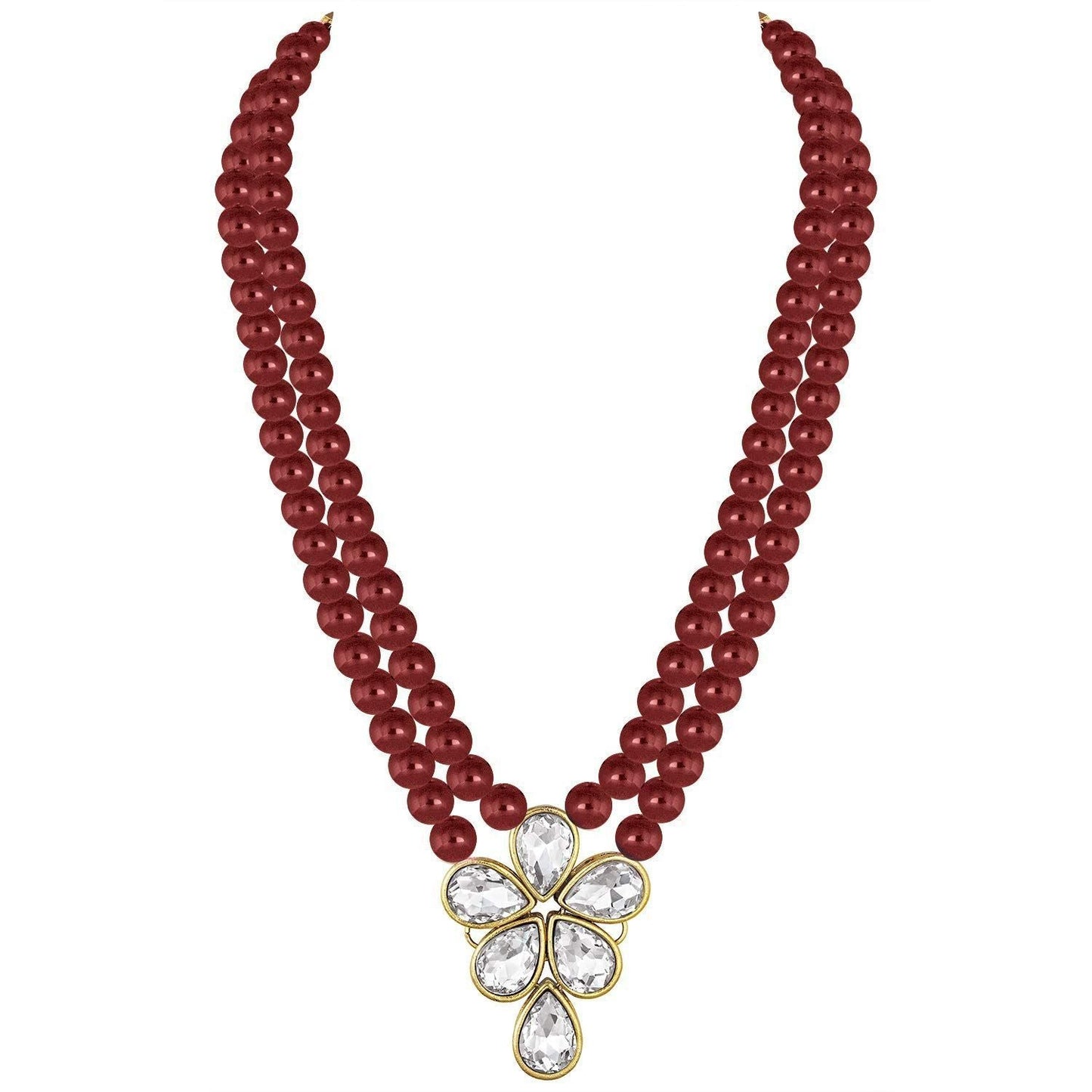 Gold-Polished Traditional Kundan & Pearl Studded Necklace Jewellery Set For Women - Wahe Jewels - Swadesiicart