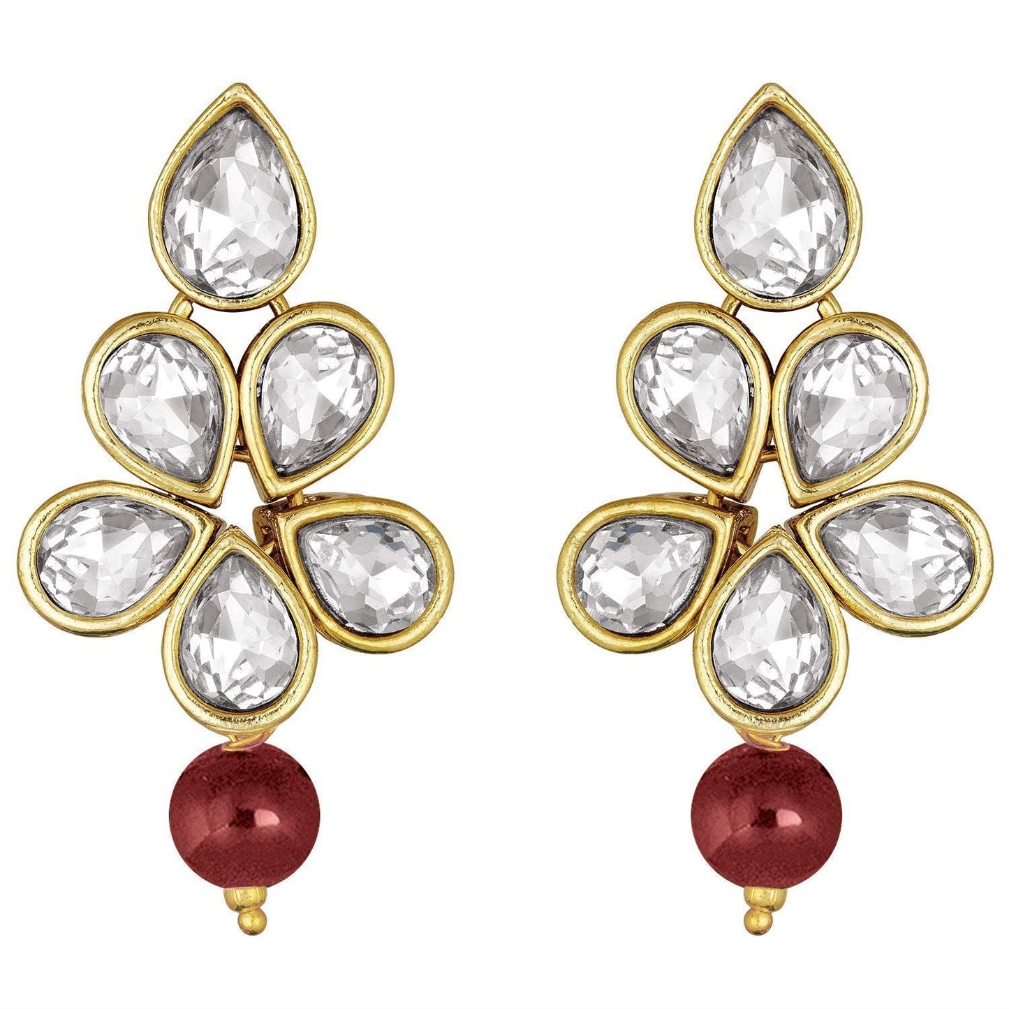 Gold-Polished Traditional Kundan & Pearl Studded Necklace Jewellery Set For Women - Wahe Jewels - Swadesiicart