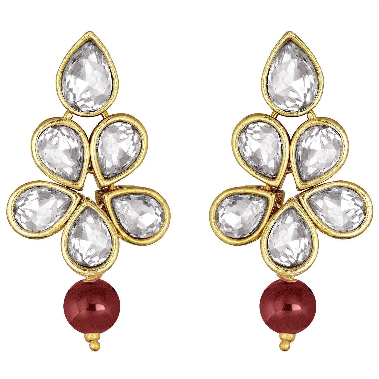 Gold-Polished Traditional Kundan & Pearl Studded Necklace Jewellery Set For Women - Wahe Jewels - Swadesiicart