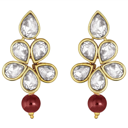 Gold-Polished Traditional Kundan & Pearl Studded Necklace Jewellery Set For Women - Wahe Jewels - Swadesiicart
