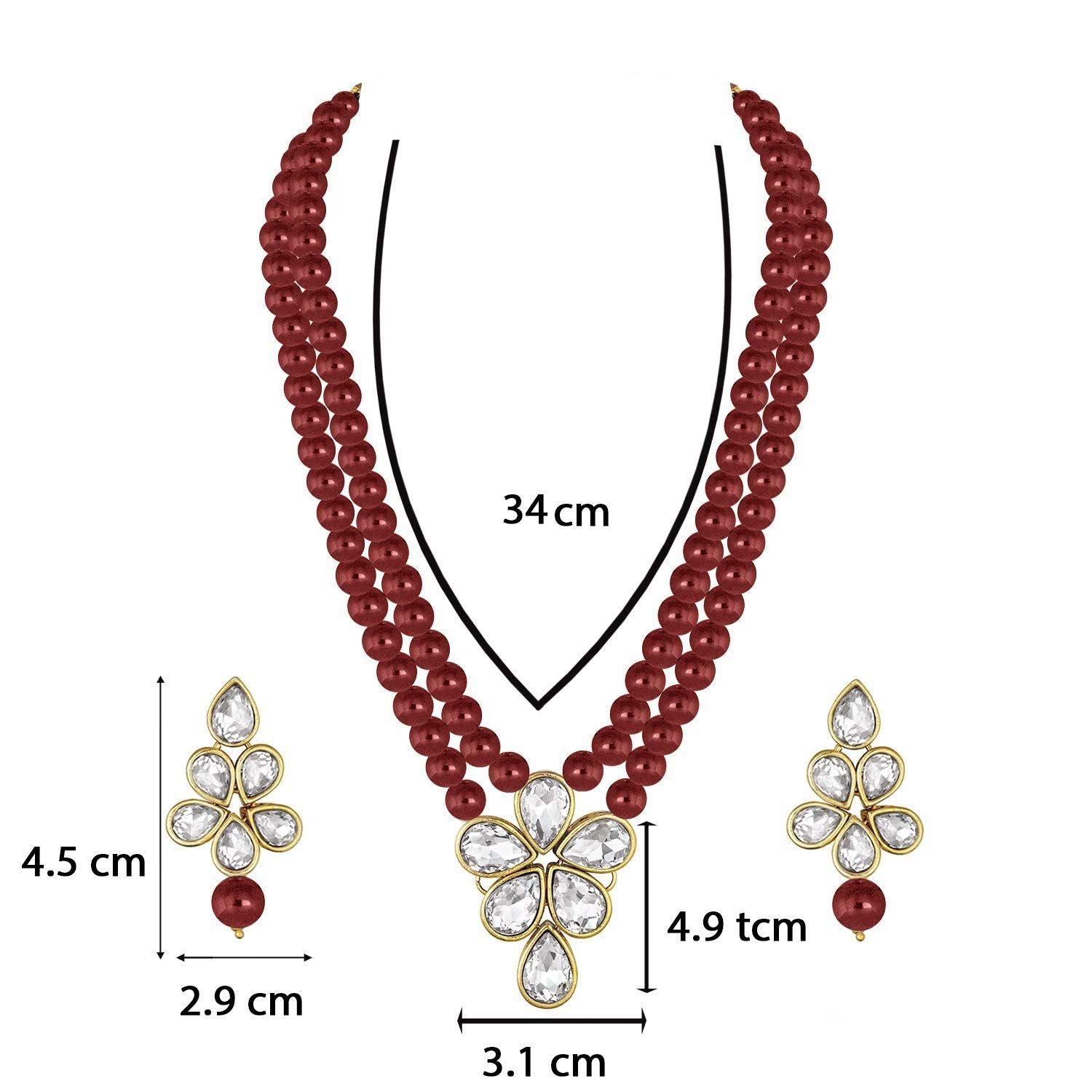 Gold-Polished Traditional Kundan & Pearl Studded Necklace Jewellery Set For Women - Wahe Jewels - Swadesiicart
