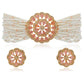 Gold-Polished Traditional CZ Crystal Studded Pearl Choker Necklace Jewellery Set for Women - Wahe Jewels - Swadesiicart