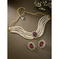 Gold-Polished Traditional Stone Studded Pearl Choker Necklace Jewellery Set For Women/Girls - Wahe Jewels - Swadesiicart