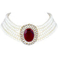 Gold-Polished Traditional Stone Studded Pearl Choker Necklace Jewellery Set For Women/Girls - Wahe Jewels - Swadesiicart