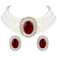 Gold-Polished Traditional Stone Studded Pearl Choker Necklace Jewellery Set For Women/Girls - Wahe Jewels - Swadesiicart