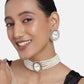 Gold-Polished Traditional Green Stone Studded Pearl Choker Necklace Jewellery Set For Women/Girls - Wahe Jewels - Swadesiicart