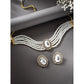 Gold-Polished Traditional Green Stone Studded Pearl Choker Necklace Jewellery Set For Women/Girls - Wahe Jewels - Swadesiicart