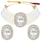 Gold-Polished Traditional Green Stone Studded Pearl Choker Necklace Jewellery Set For Women/Girls - Wahe Jewels - Swadesiicart