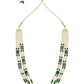 Gold-Polished Traditional Stone Studded Multi Strand Long Pearl Necklace Jewellery With Stud Earrings Set For Women/Girls - Wahe Jewels - Swadesiicart
